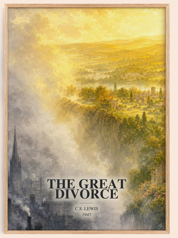 The Great Divorce watercolour book poster by C.S. Lewis – framed literary art print