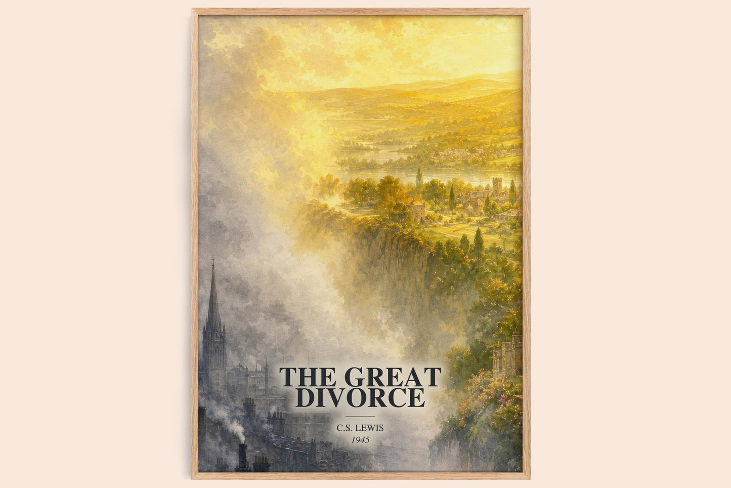The Great Divorce watercolour book poster by C.S. Lewis – framed literary art print