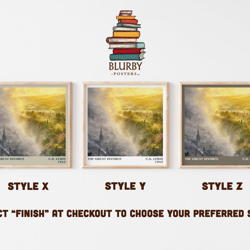 The Great Divorce literary print in frame leaning in hallway – fantasy wall art
