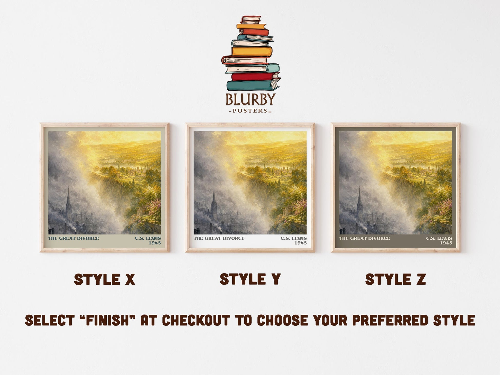 The Great Divorce literary print in frame leaning in hallway – fantasy wall art