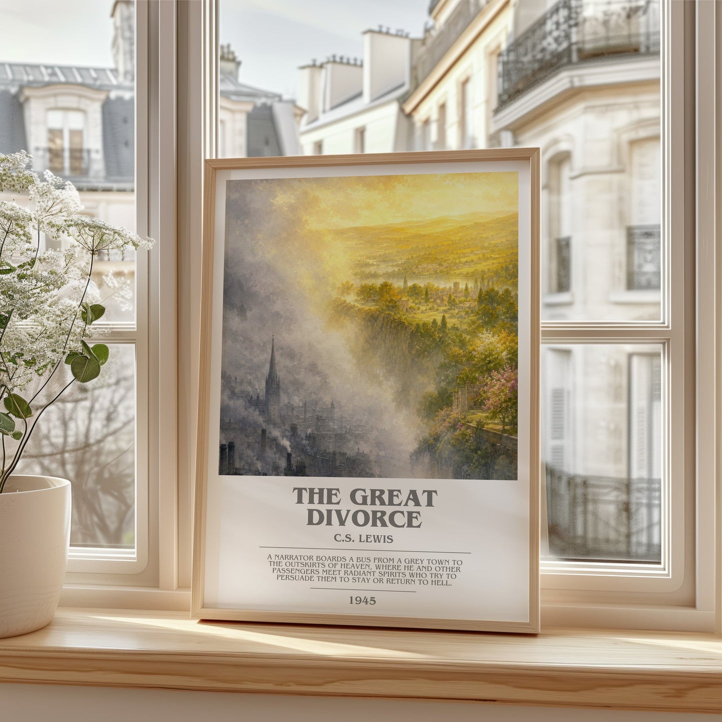 The Great Divorce bookish poster colour and style options – C.S. Lewis book art