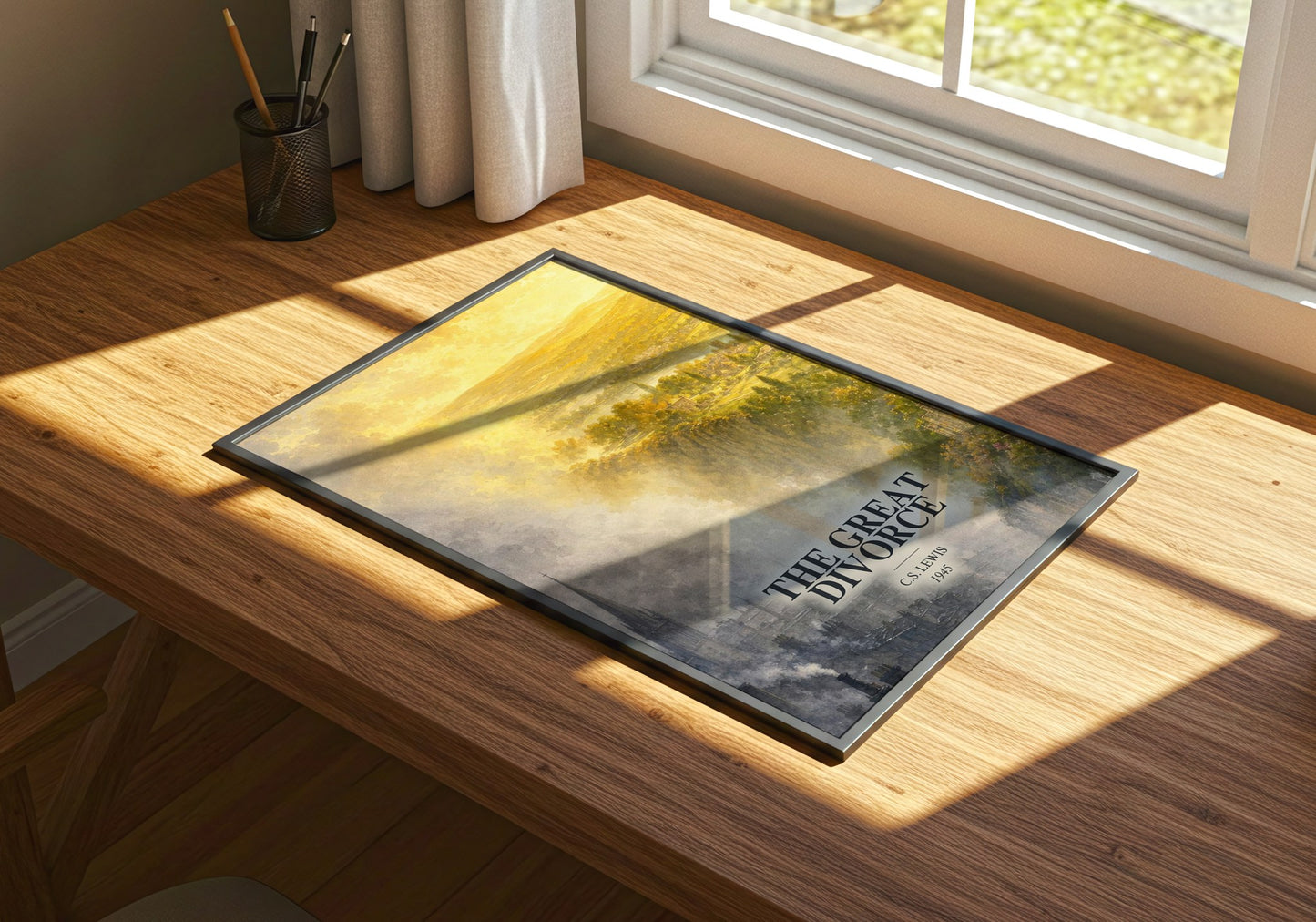 The Great Divorce watercolour book poster framed on wall – fantasy wall art