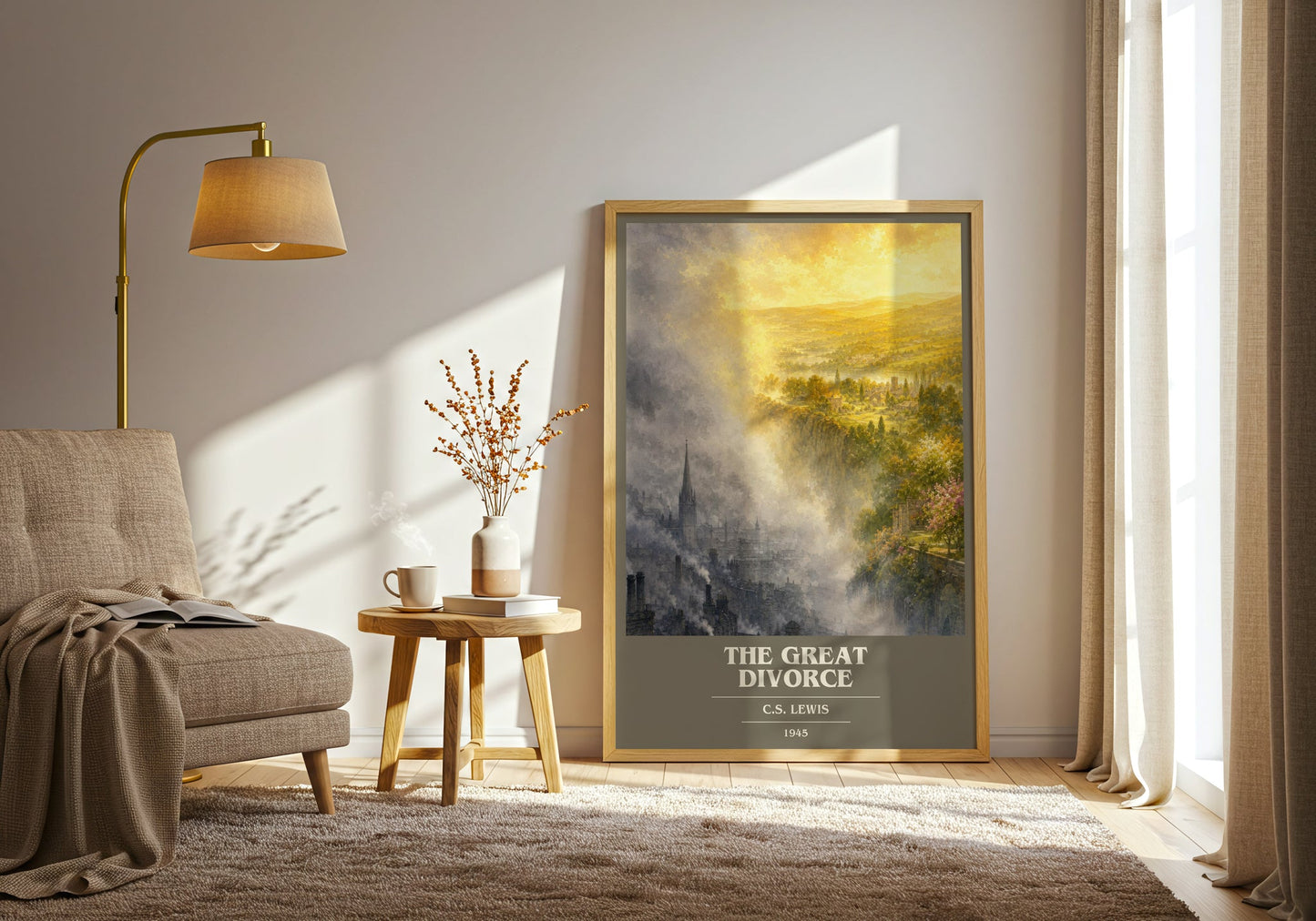The Great Divorce book cover print on bookshelf – C.S. Lewis fan gift