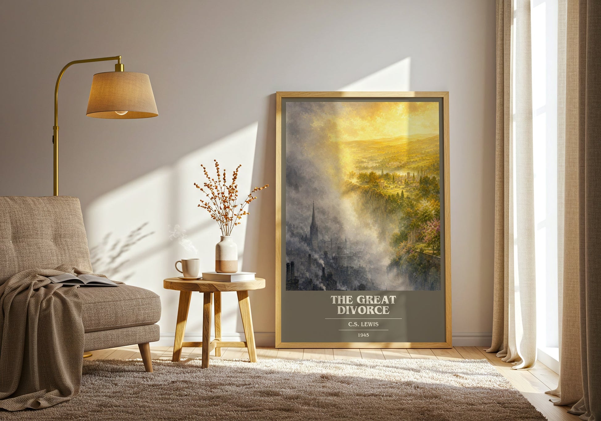The Great Divorce book cover print on bookshelf – C.S. Lewis fan gift