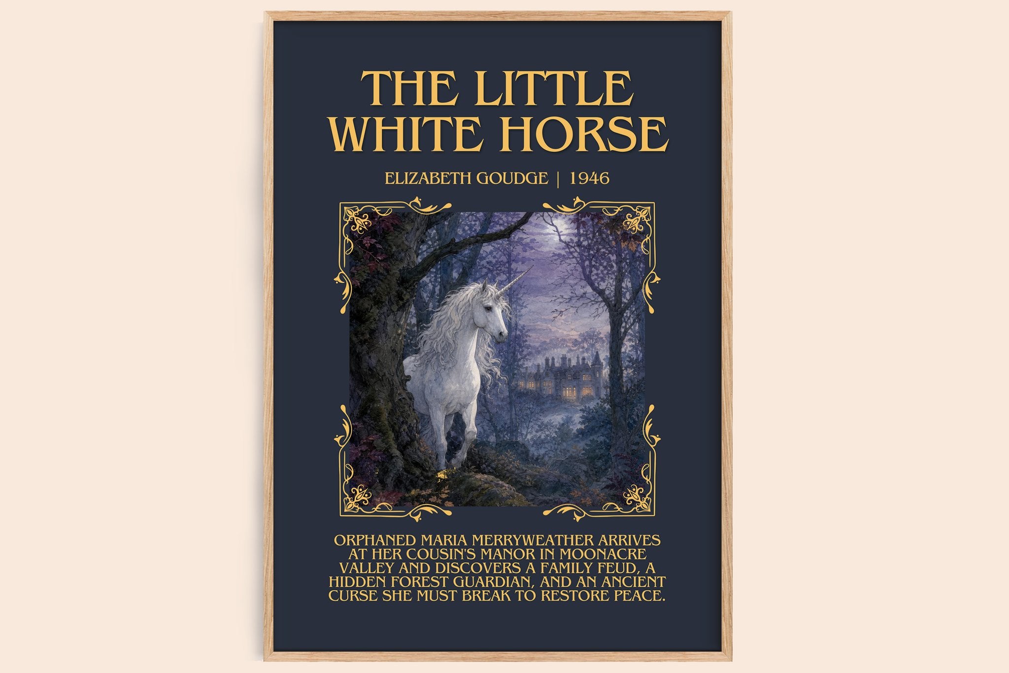 The Little White Horse Minimalist Book Poster by Elizabeth Goudge