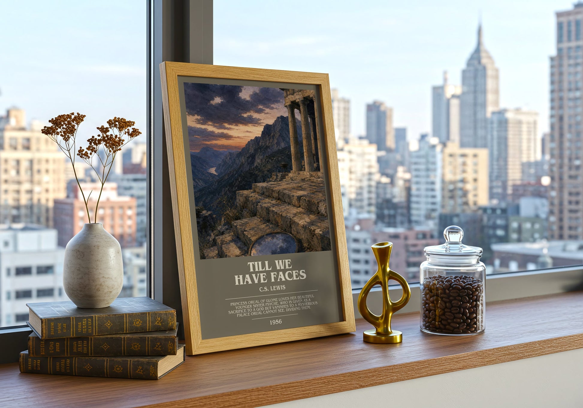 Till We Have Faces bookish print framed by window – literary home decor