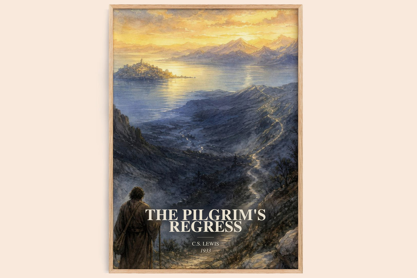 The Pilgrim'S Regress watercolour book poster by C.S. Lewis – framed literary art print