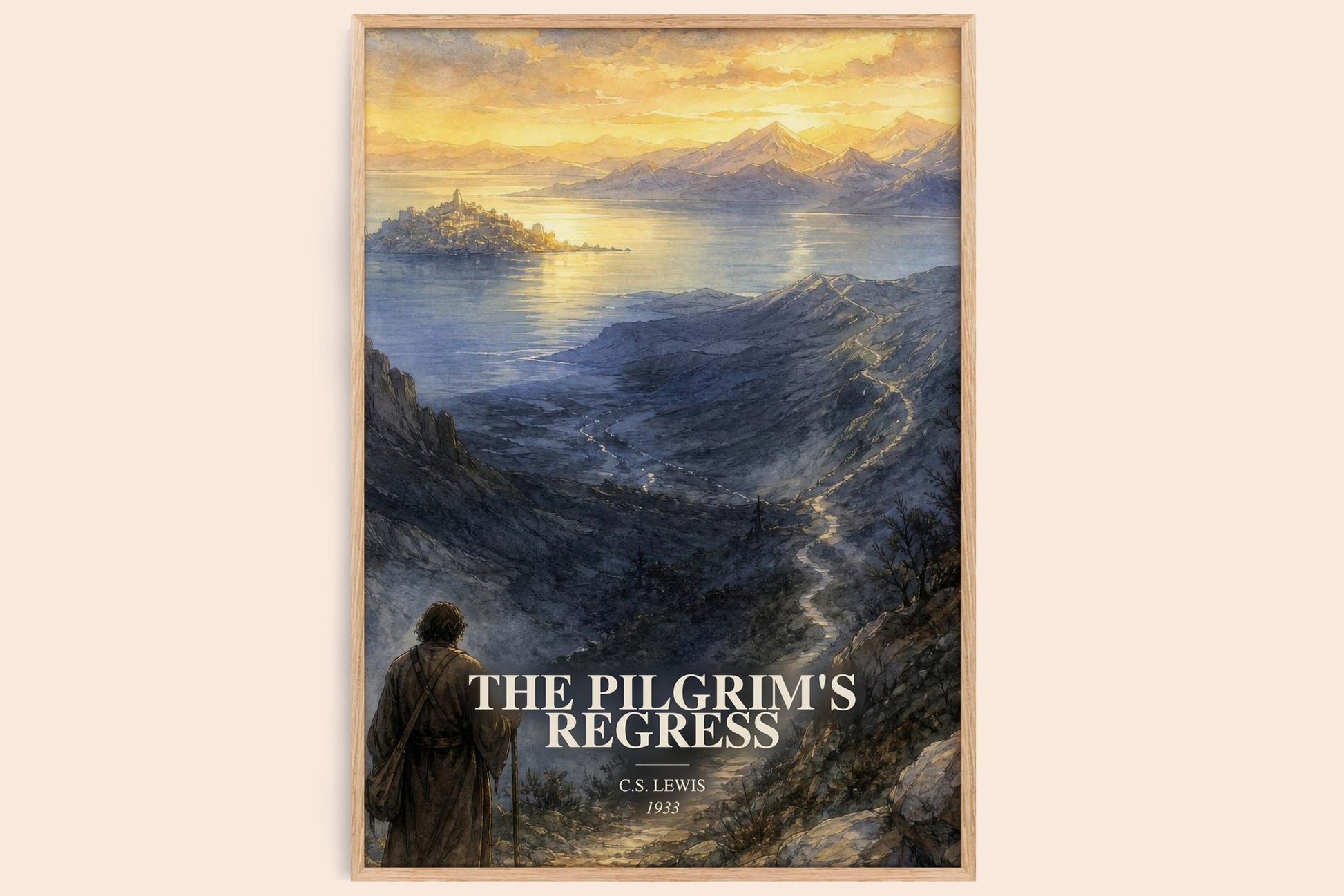 The Pilgrim'S Regress watercolour book poster by C.S. Lewis – framed literary art print