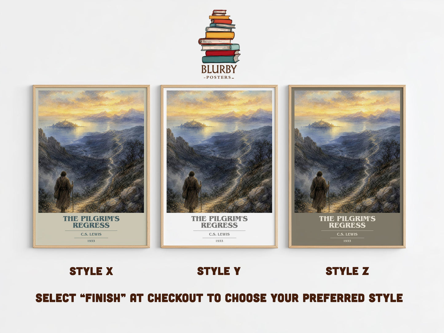 The Pilgrim'S Regress book cover print in frame leaning in hallway – philosophy wall art
