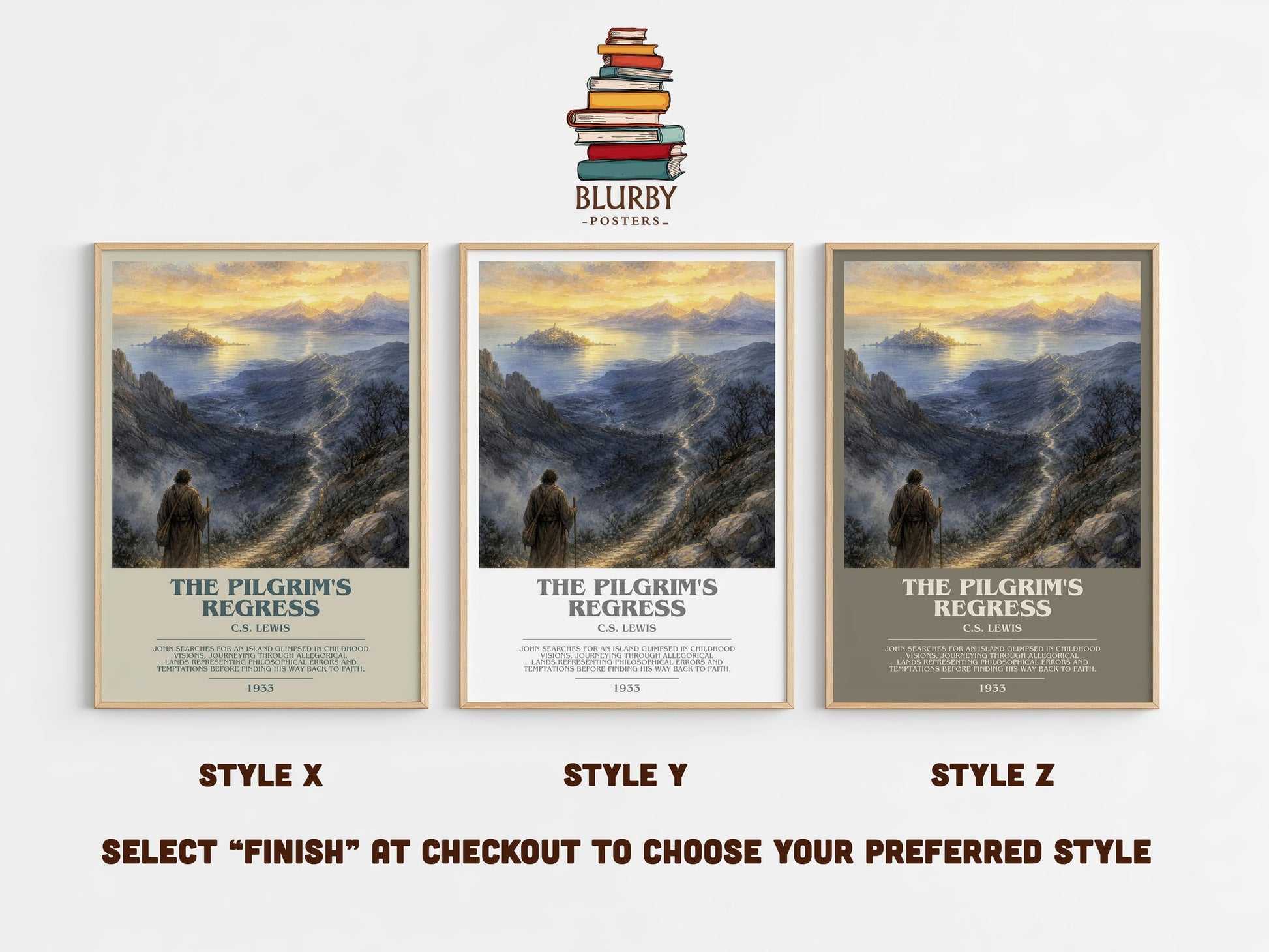 The Pilgrim'S Regress bookish print in frame leaning in hallway – philosophy wall art