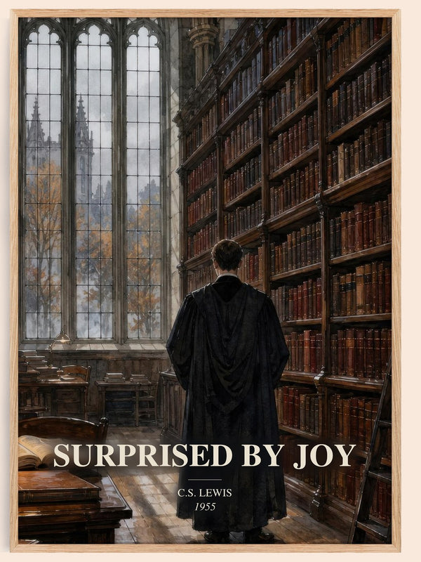 Surprised By Joy watercolour book poster by C.S. Lewis – framed literary art print