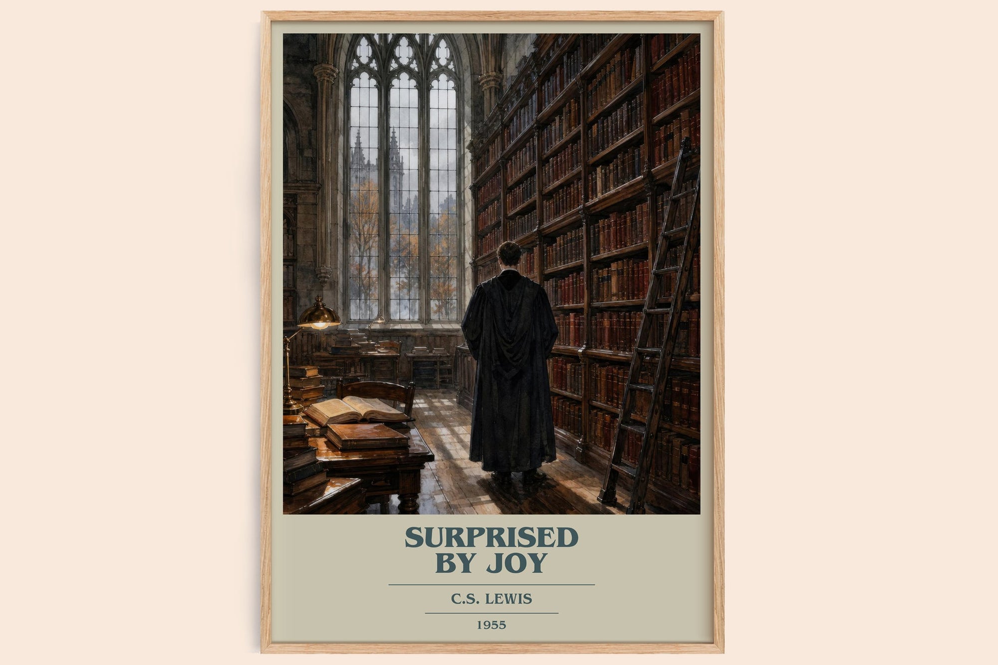 Surprised By Joy book cover book poster by C.S. Lewis – framed literary art print