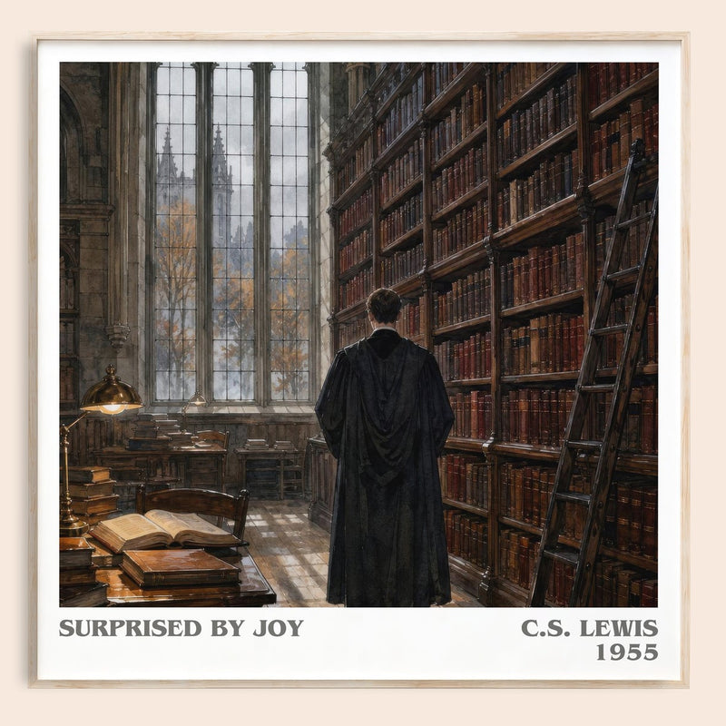 Surprised By Joy literary book poster by C.S. Lewis – framed literary art print