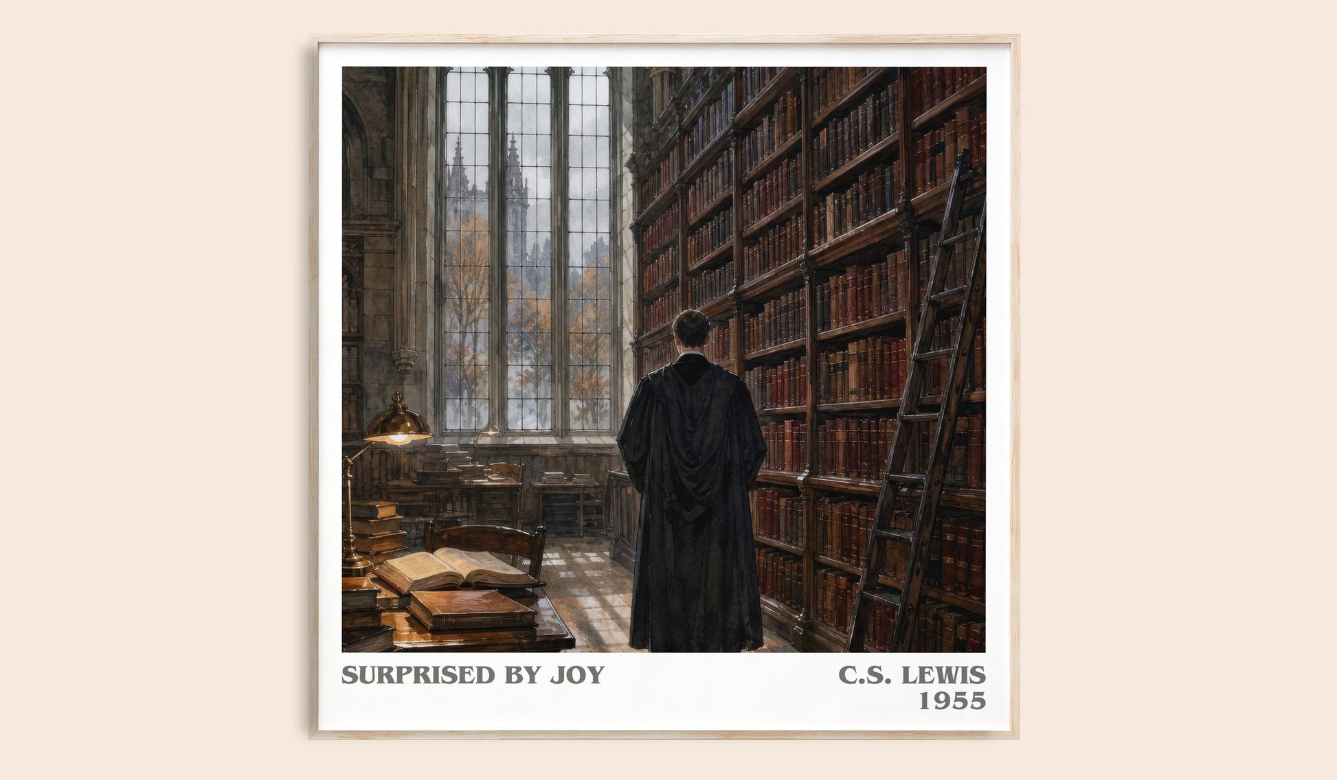 Surprised By Joy literary book poster by C.S. Lewis – framed literary art print