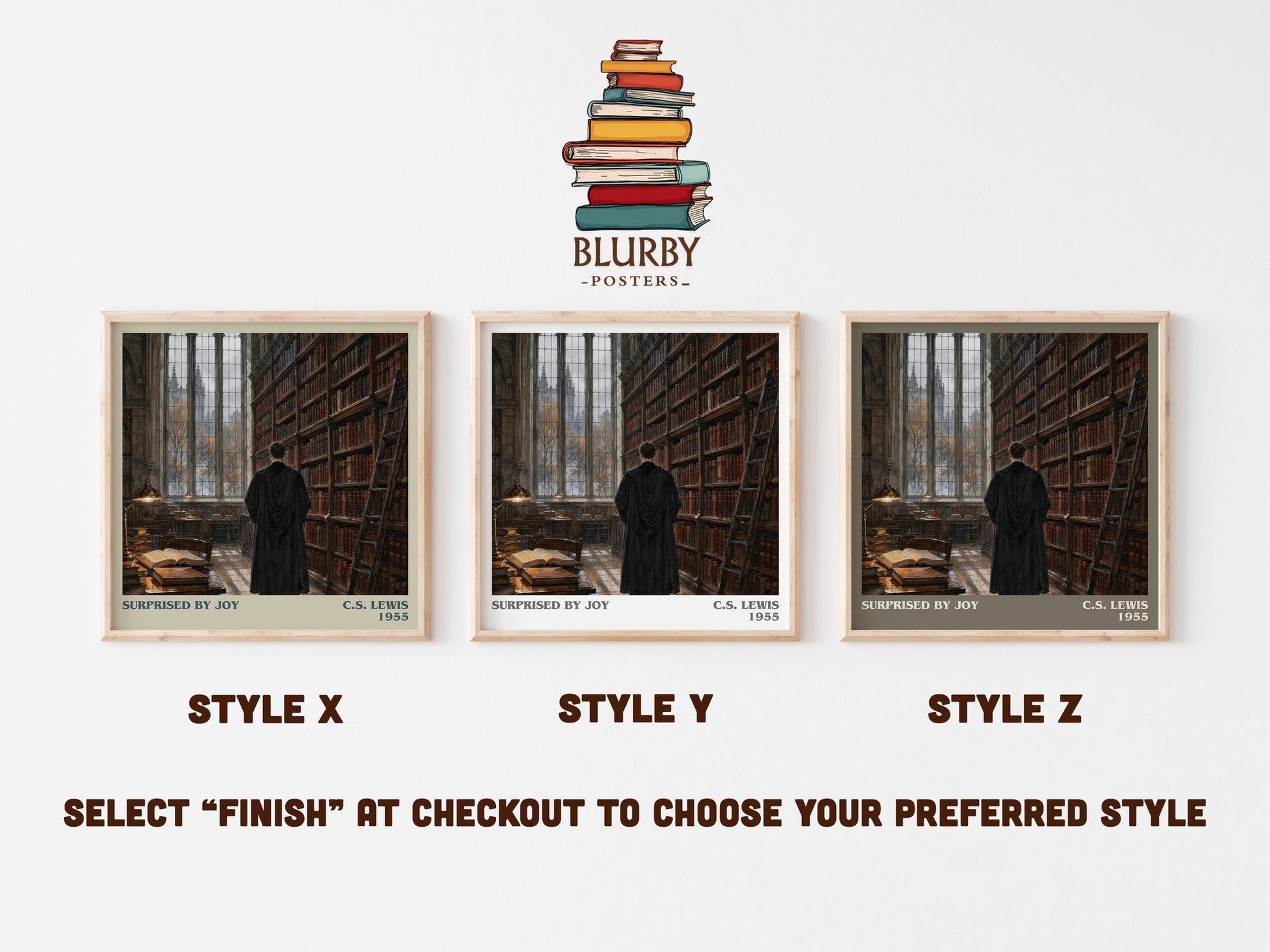 Surprised By Joy literary print in frame leaning in hallway – memoir wall art