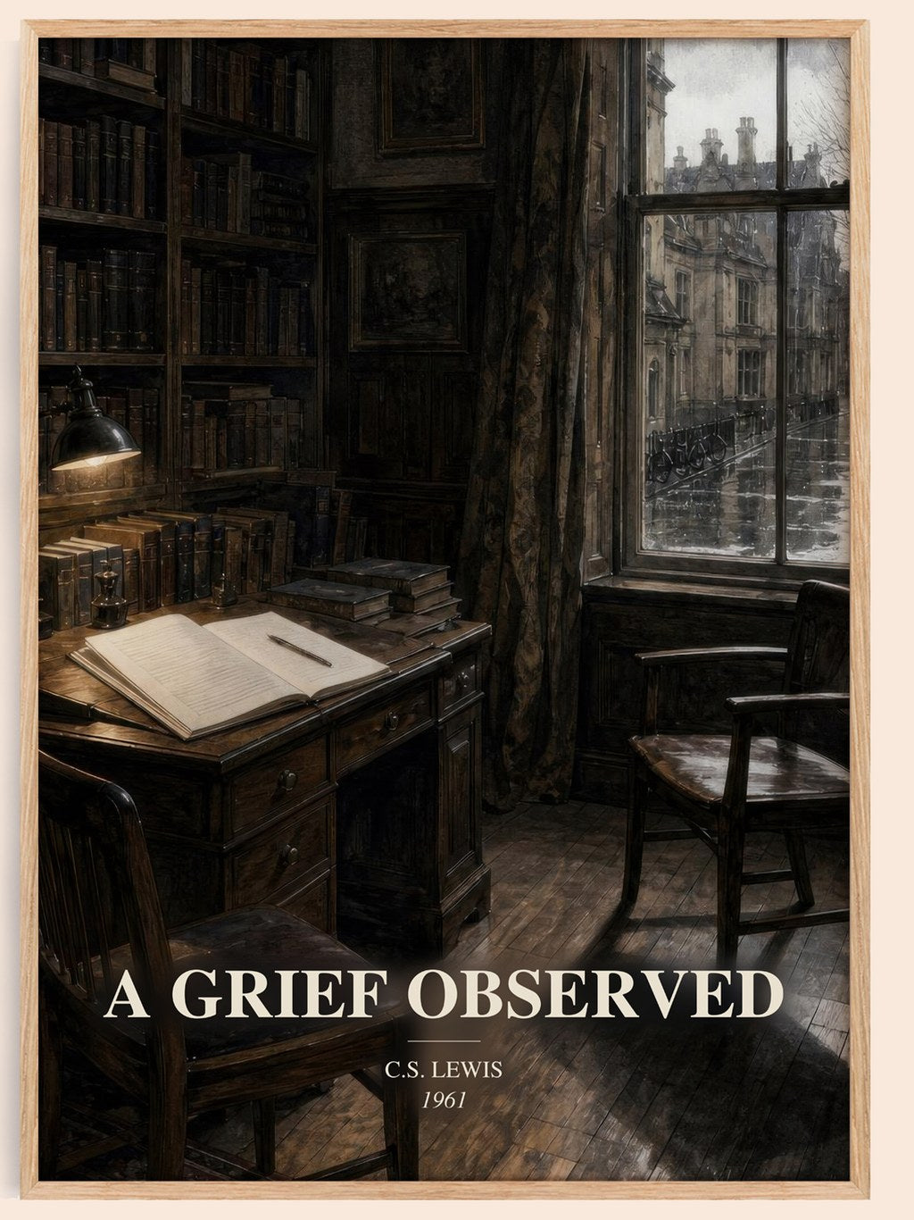 A Grief Observed watercolour book poster by C.S. Lewis – framed literary art print