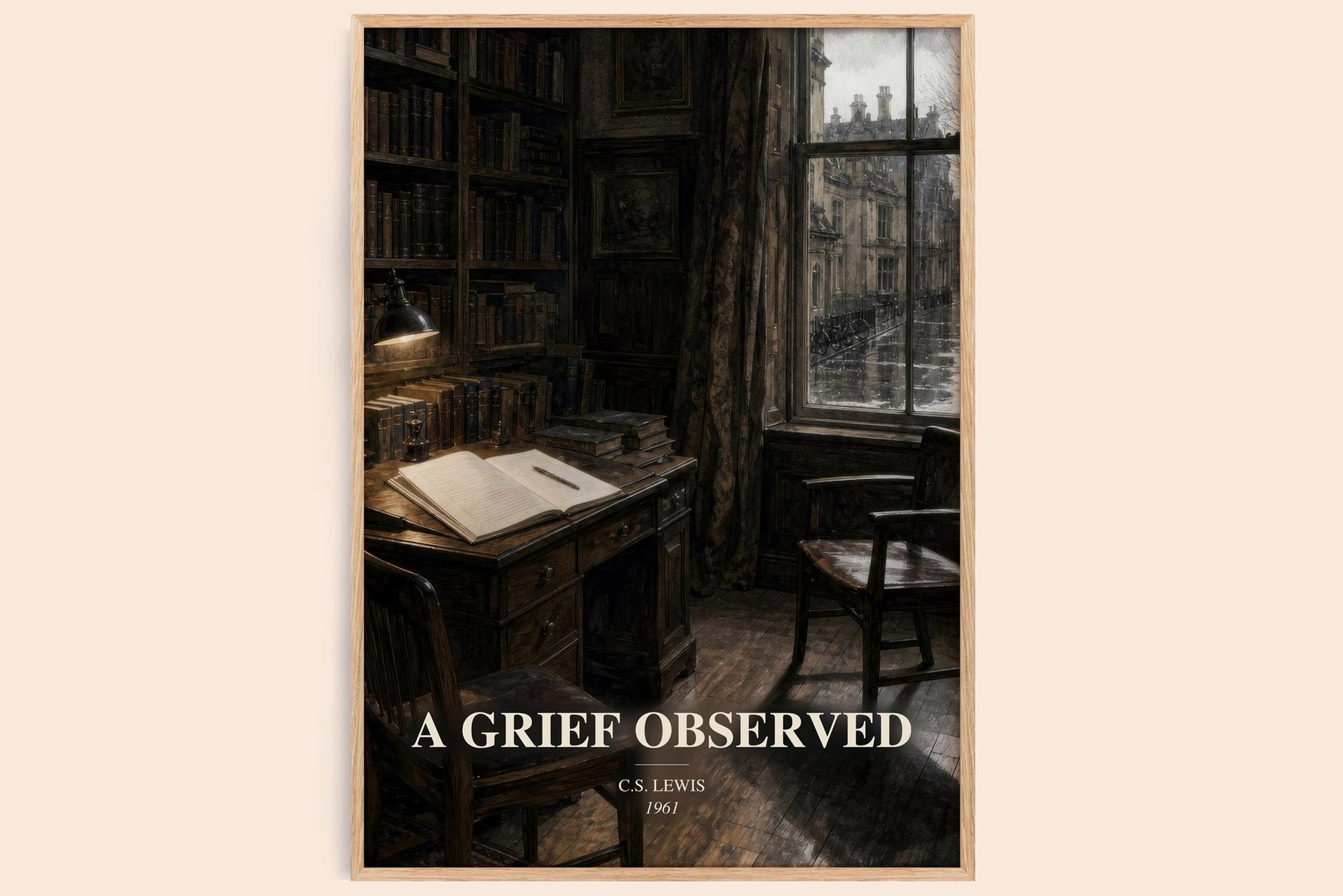 A Grief Observed watercolour book poster by C.S. Lewis – framed literary art print