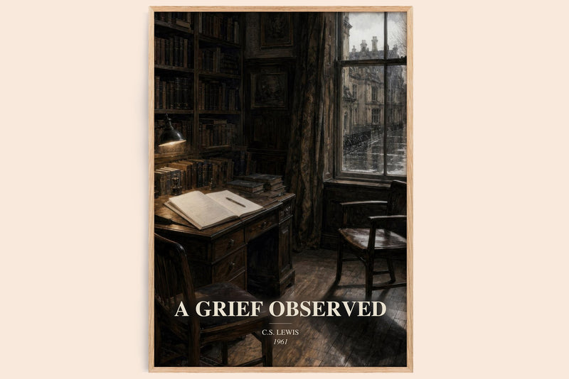 A Grief Observed watercolour book poster by C.S. Lewis – framed literary art print