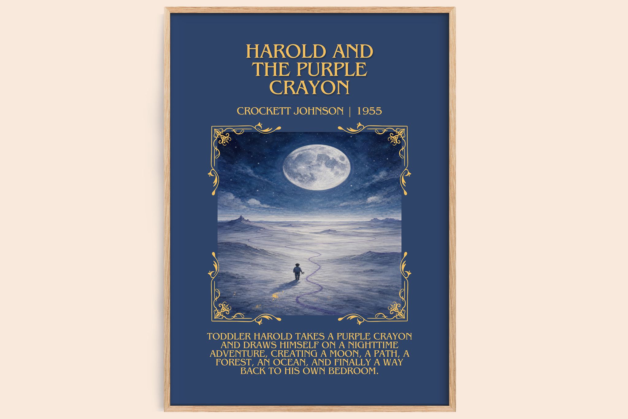 Harold and the Purple Crayon Minimalist Book Poster by C. Johnson