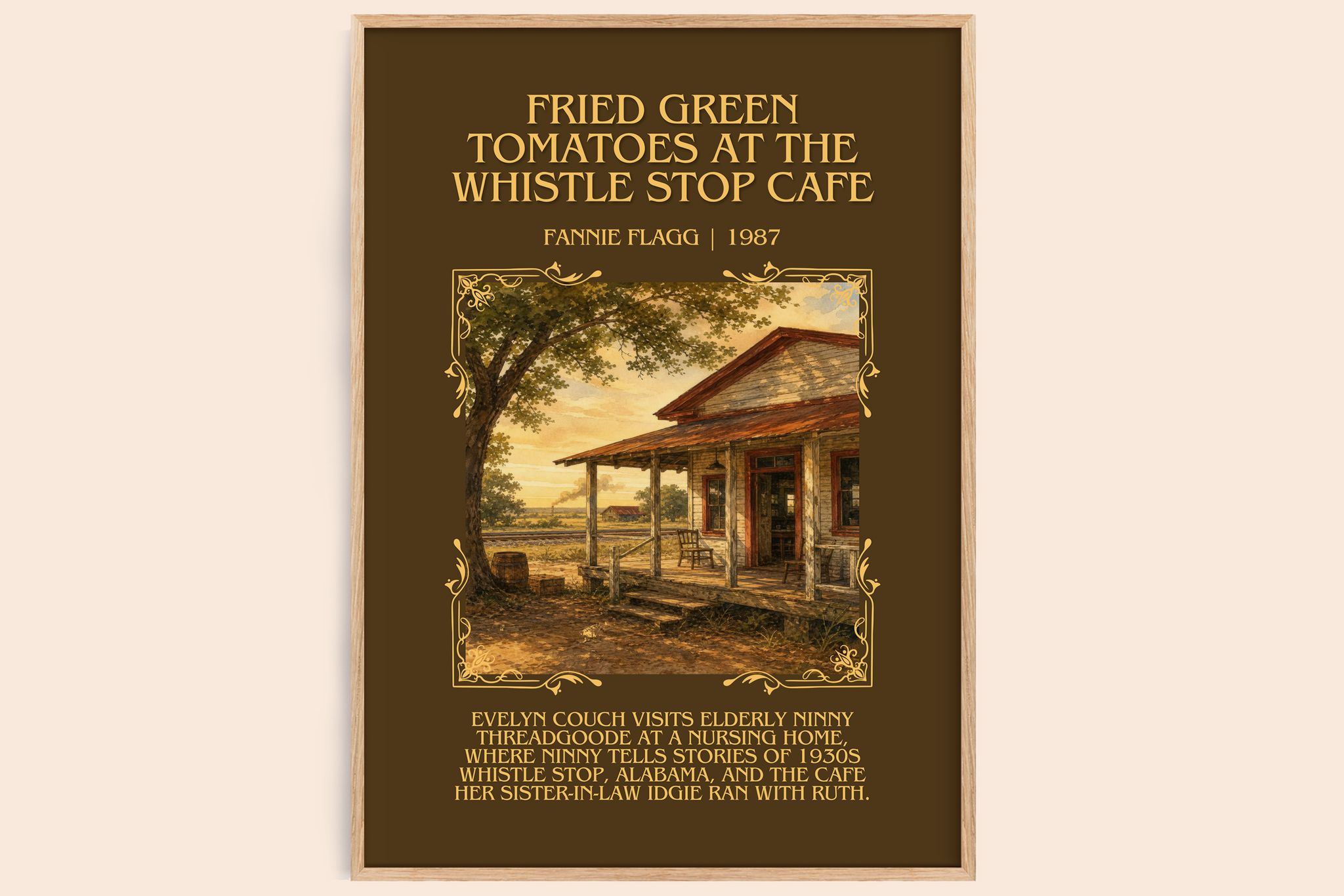 Fried Green Tomatoes at the Whistle Stop Cafe Minimalist Book Poster by Fannie Flagg
