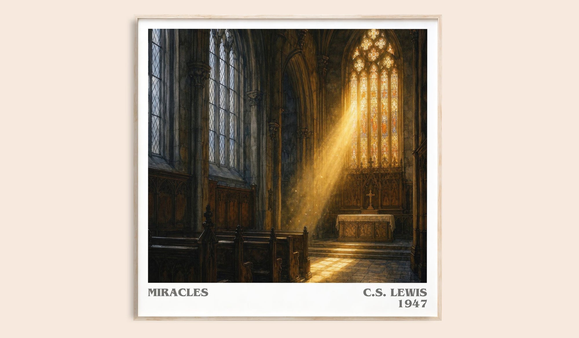 Miracles literary book poster by C.S. Lewis – framed literary art print