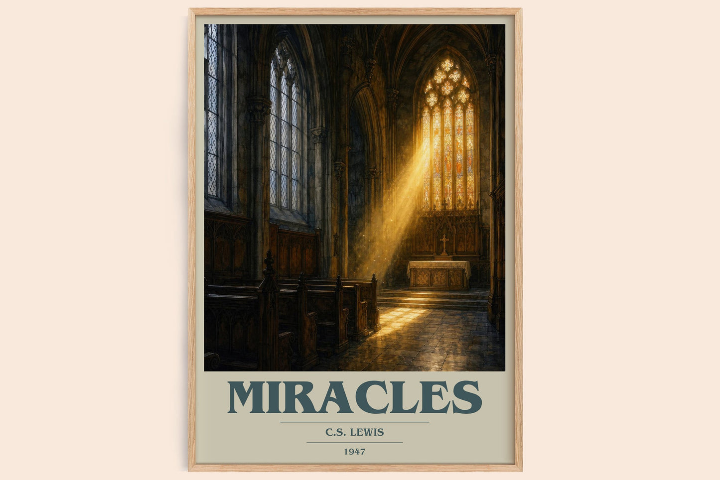 Miracles book cover book poster by C.S. Lewis – framed literary art print