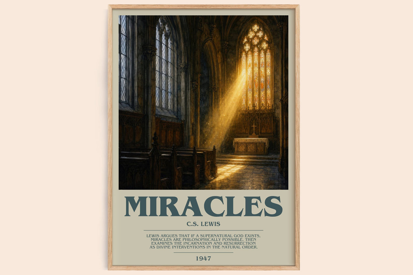 Miracles bookish book poster by C.S. Lewis – framed literary art print