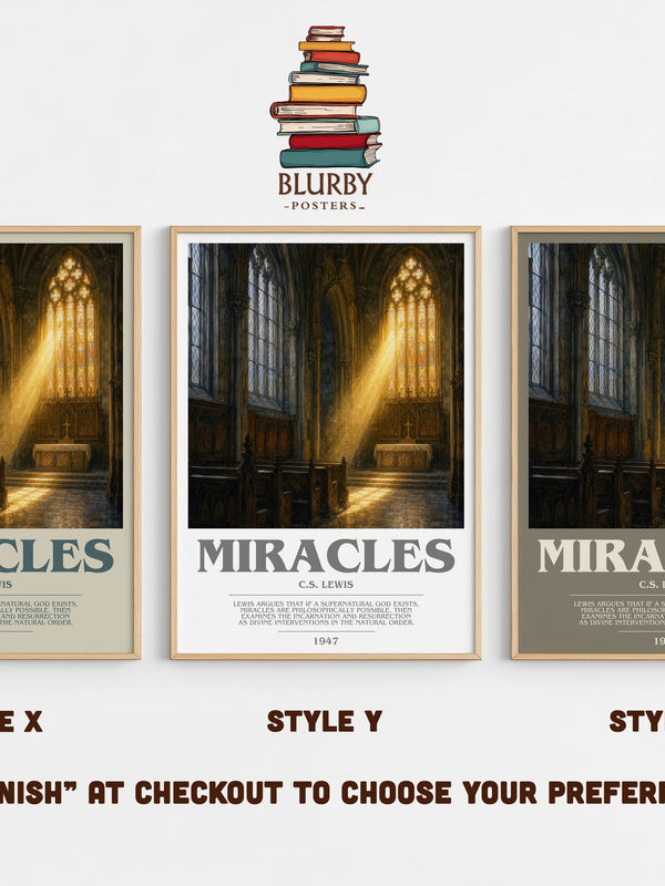 Miracles bookish print in frame leaning in hallway – philosophy wall art