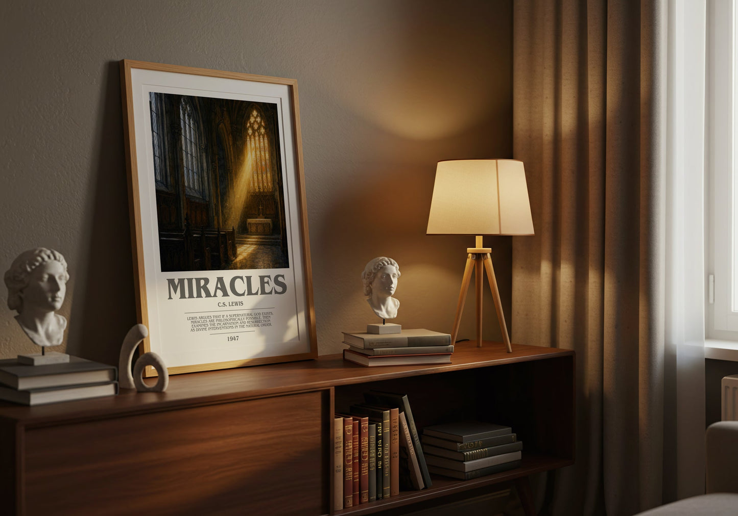Miracles bookish book poster framed on wall – philosophy wall art