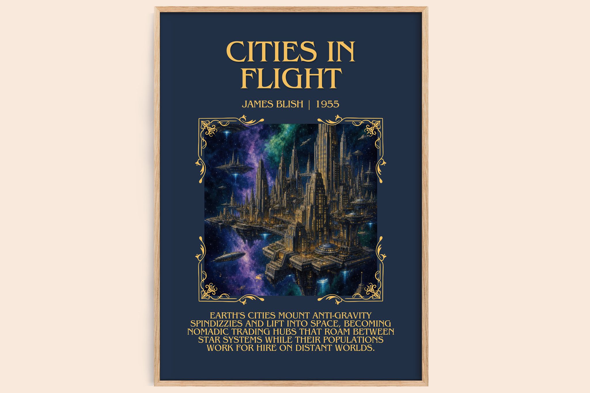 Cities in Flight Minimalist Book Poster by James Blish