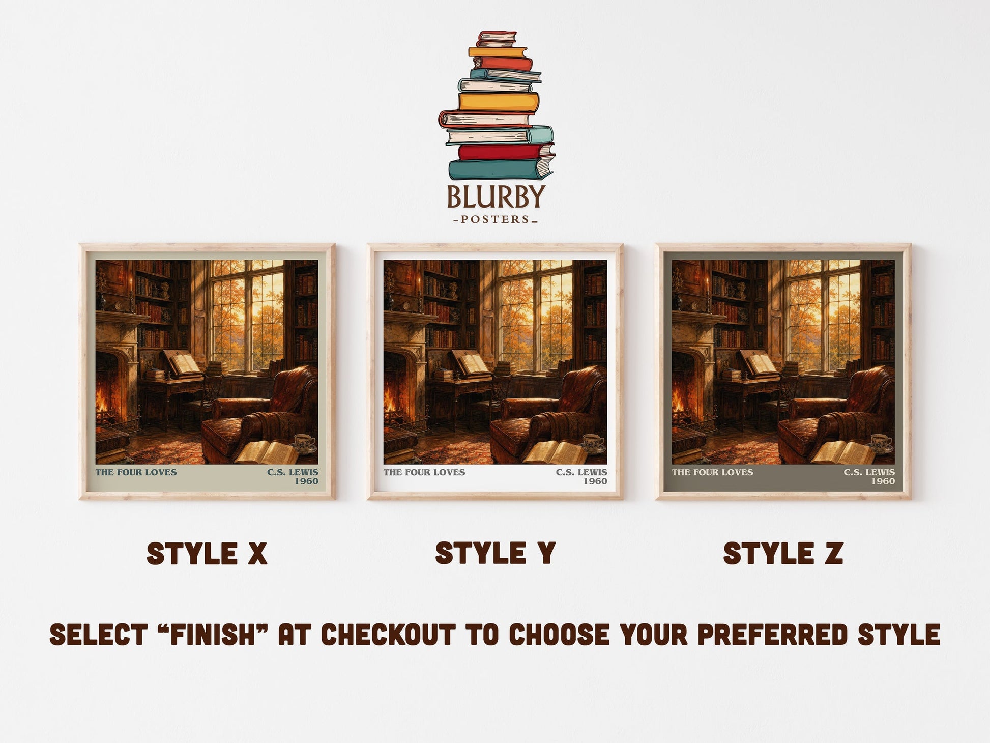 The Four Loves literary print in frame leaning in hallway – philosophy wall art