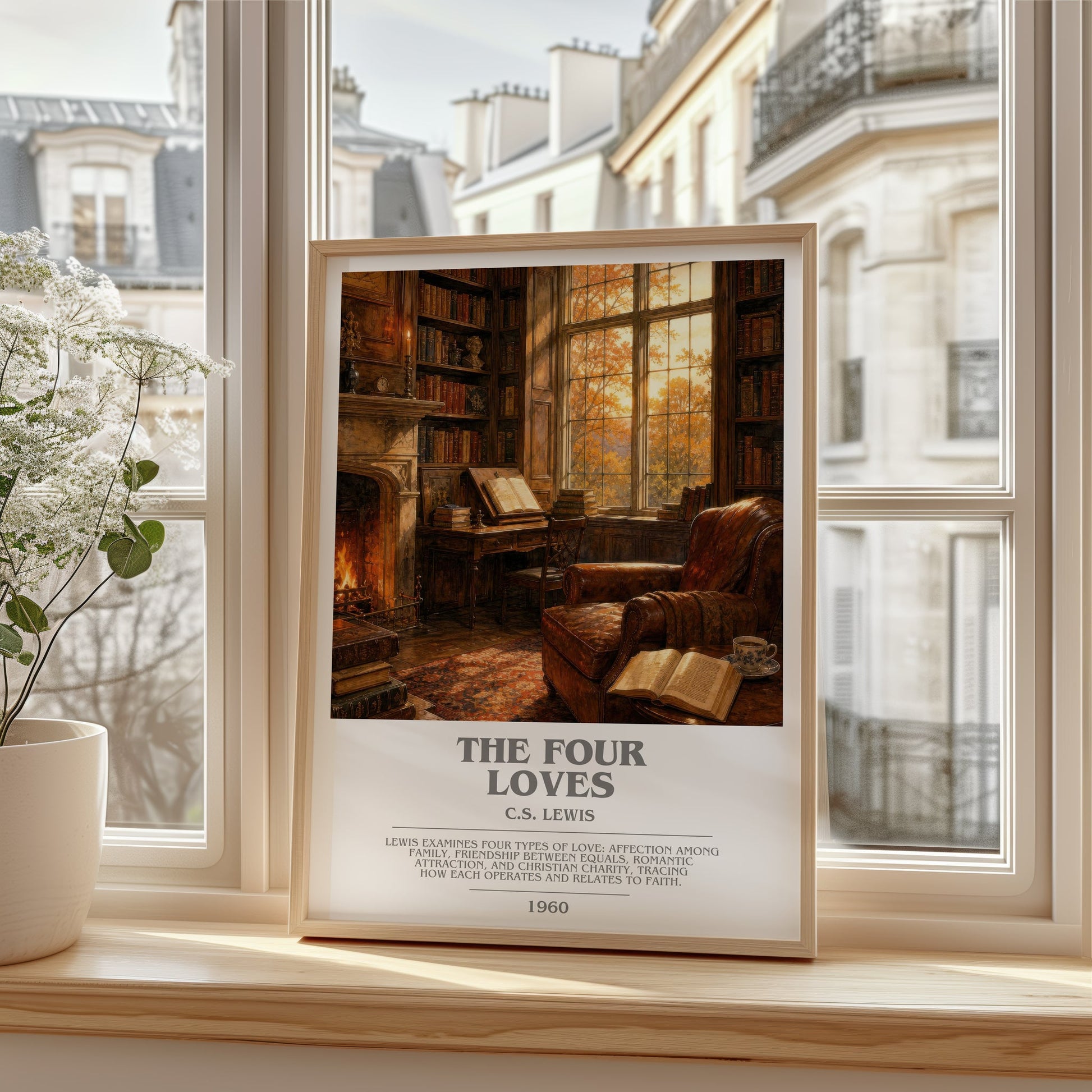 The Four Loves bookish poster colour and style options – C.S. Lewis book art
