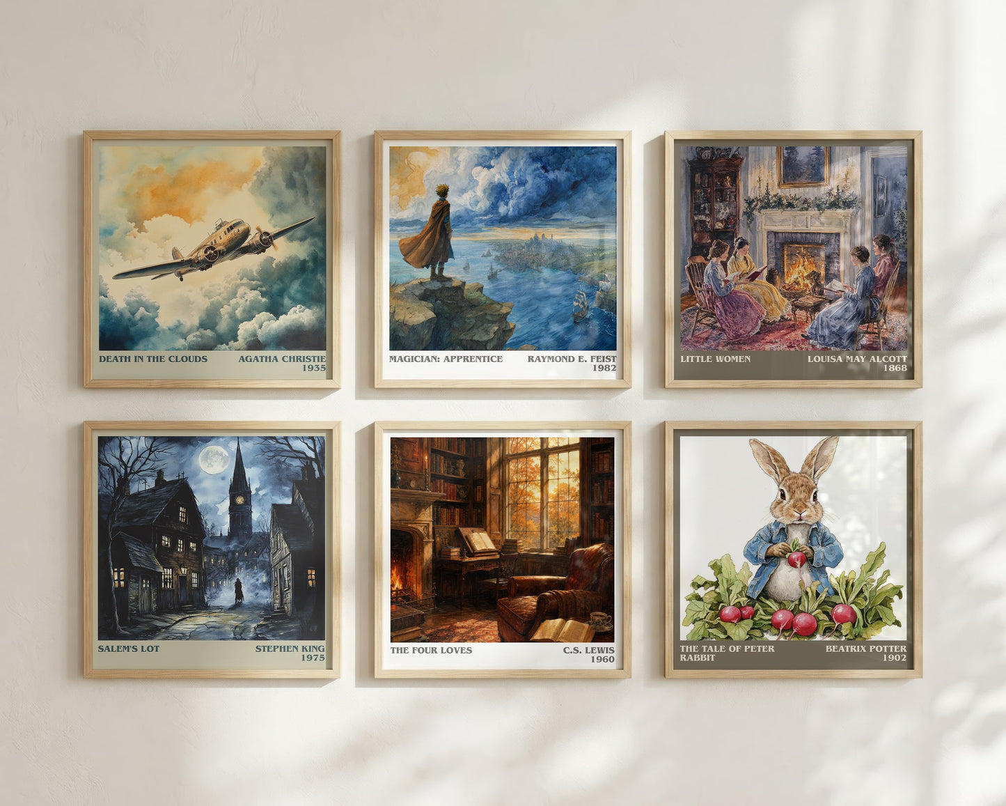 The Four Loves literary print framed by window – literary home decor