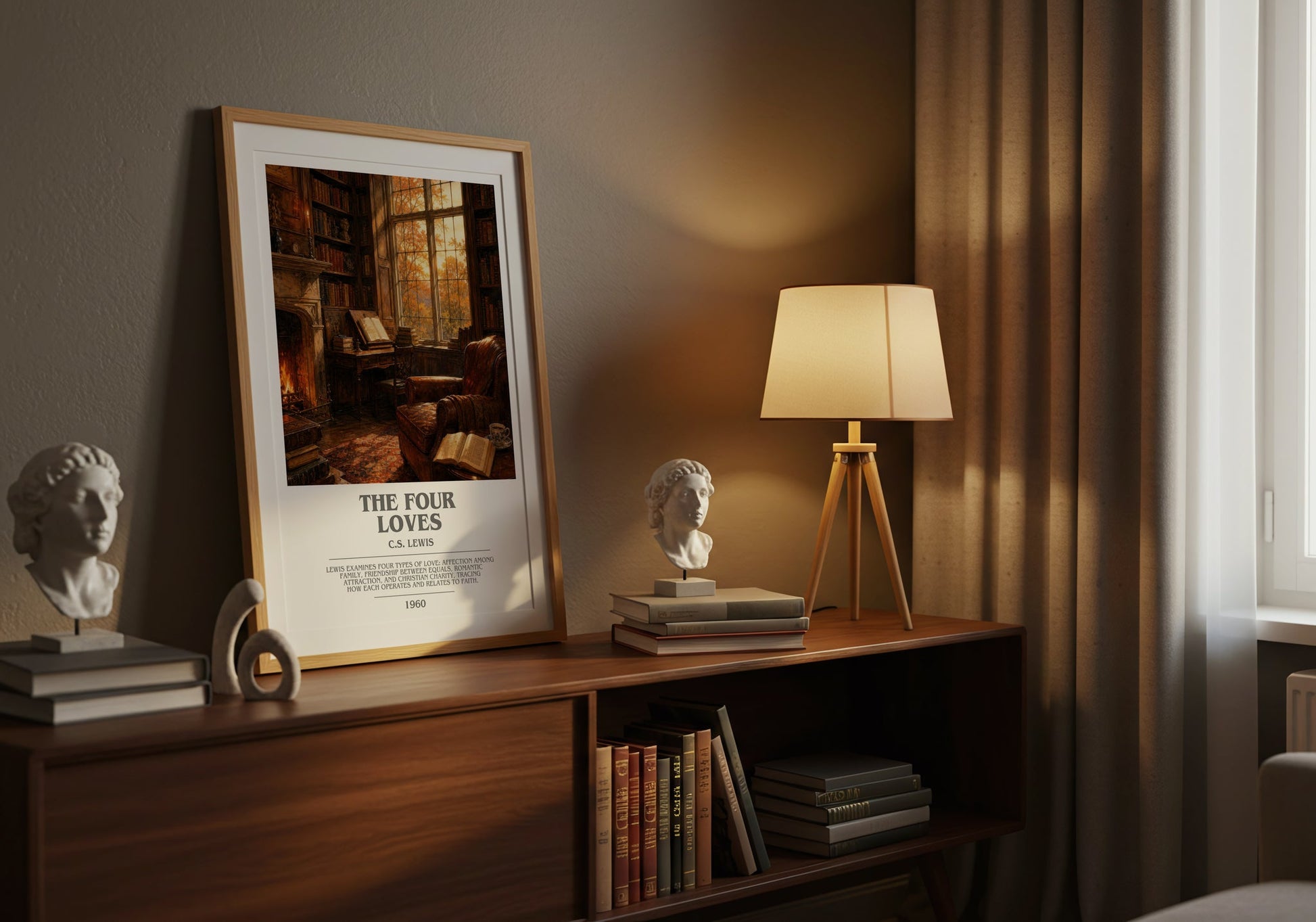 The Four Loves bookish book poster framed on wall – philosophy wall art