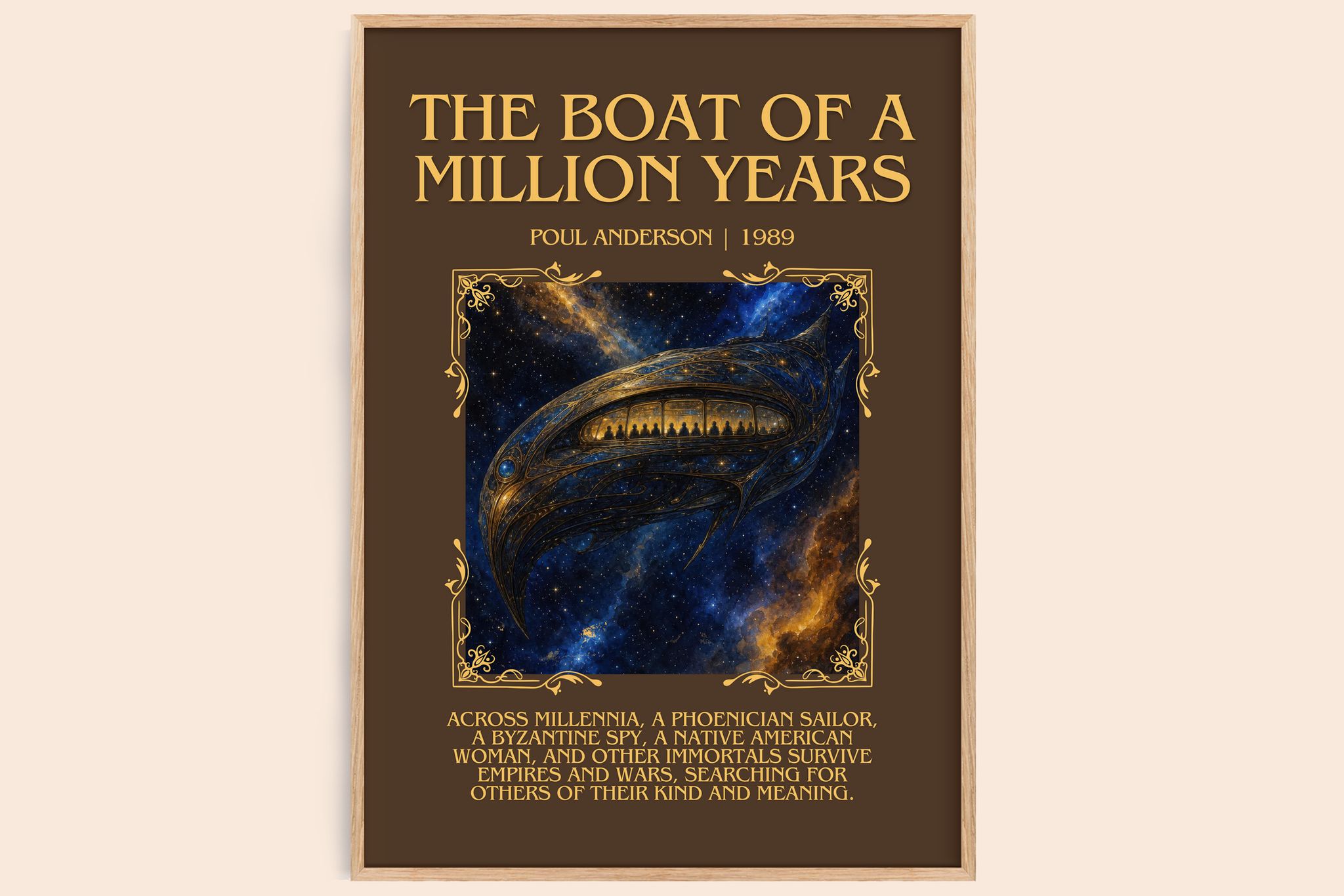 The boat of a million years Minimalist Book Poster by Poul Anderson