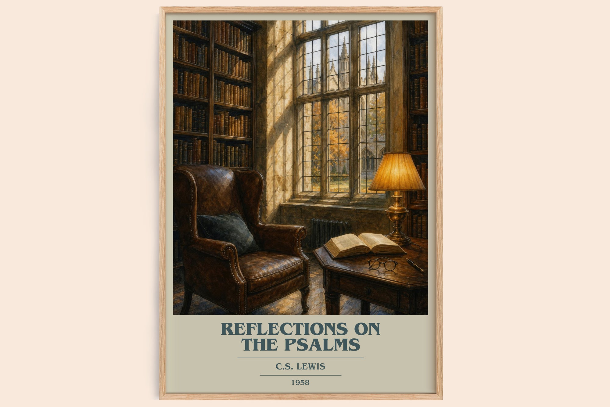 Reflections On The Psalms book cover book poster by C.S. Lewis – framed literary art print