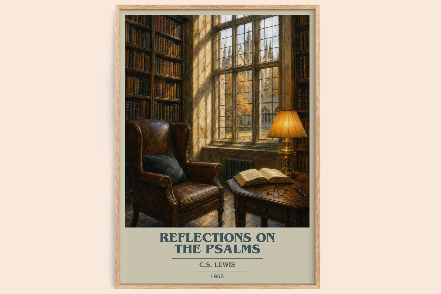 Reflections On The Psalms book cover book poster by C.S. Lewis – framed literary art print