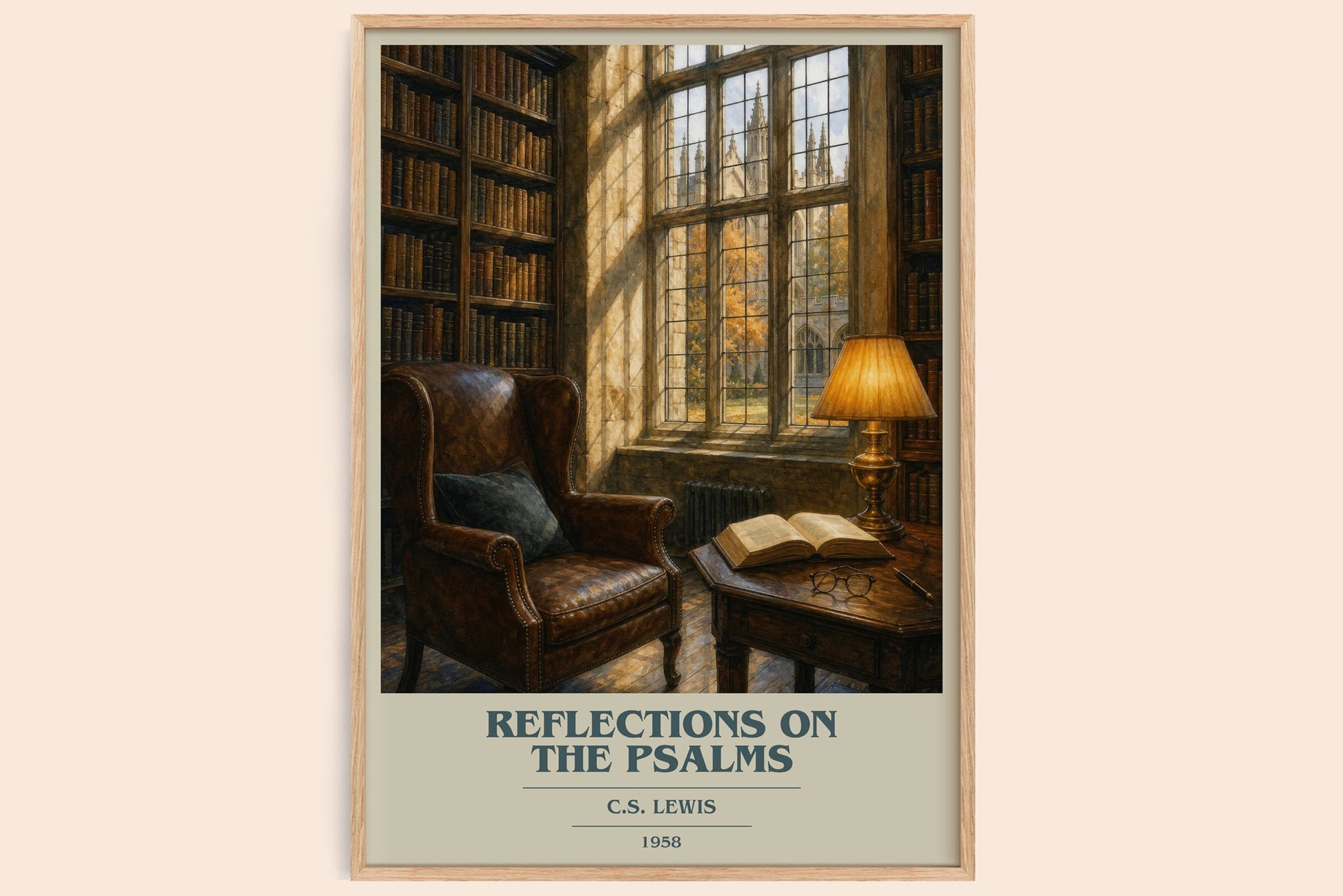 Reflections On The Psalms book cover book poster by C.S. Lewis – framed literary art print