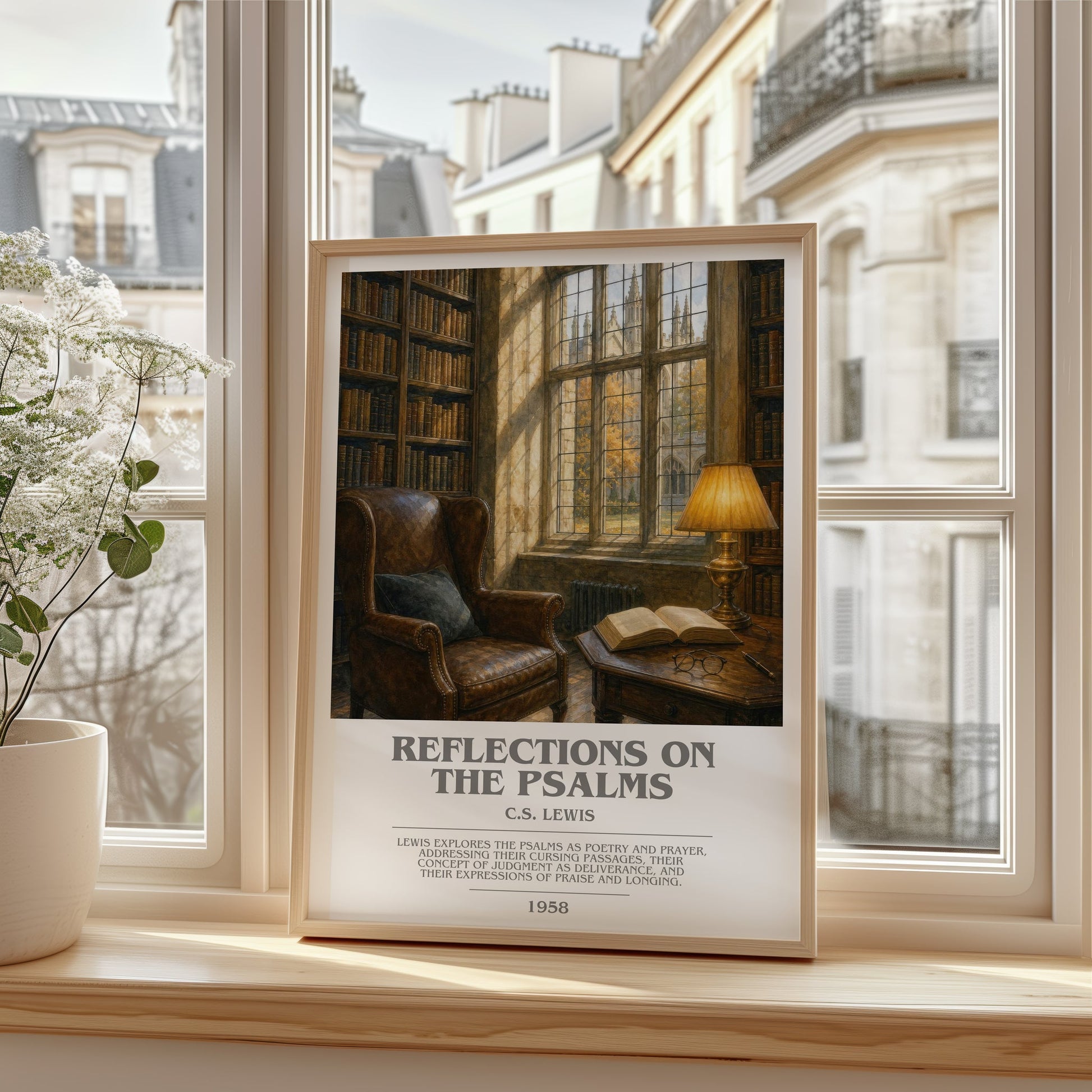 Reflections On The Psalms bookish poster colour and style options – C.S. Lewis book art