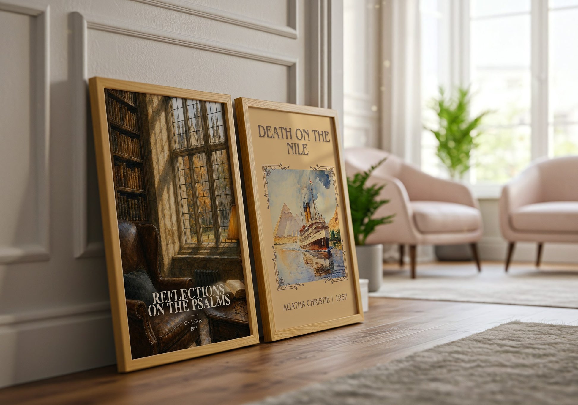 Reflections On The Psalms watercolour print framed by window – literary home decor