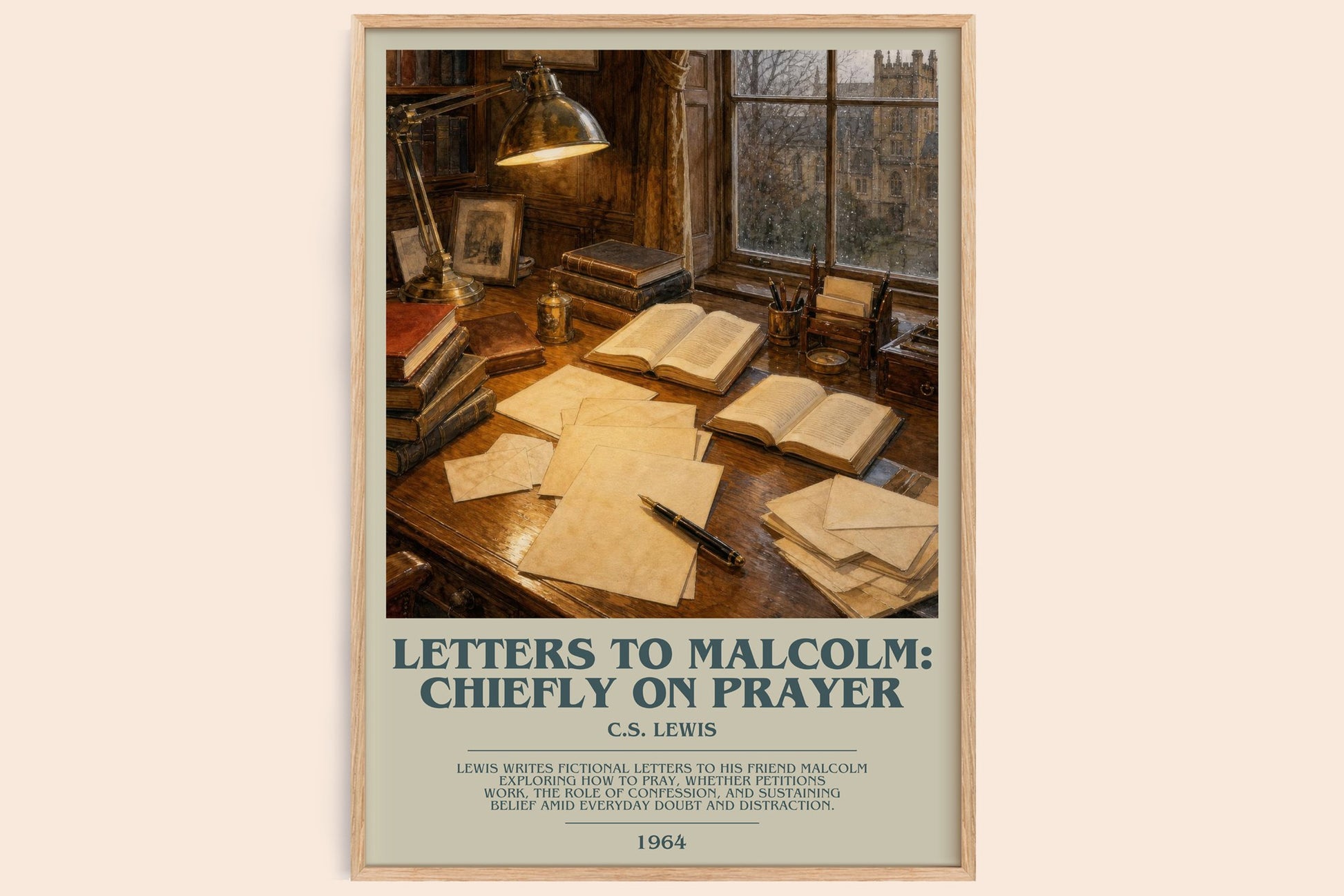 Letters To Malcolm: Chiefly On Prayer bookish book poster by C.S. Lewis – framed literary art print