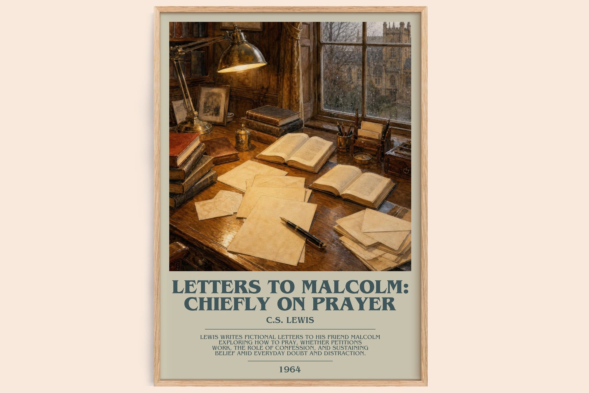 Letters To Malcolm: Chiefly On Prayer bookish book poster by C.S. Lewis – framed literary art print