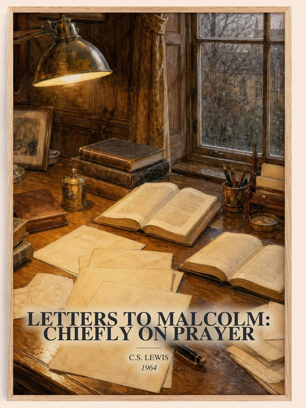 Letters To Malcolm: Chiefly On Prayer watercolour book poster by C.S. Lewis – framed literary art print
