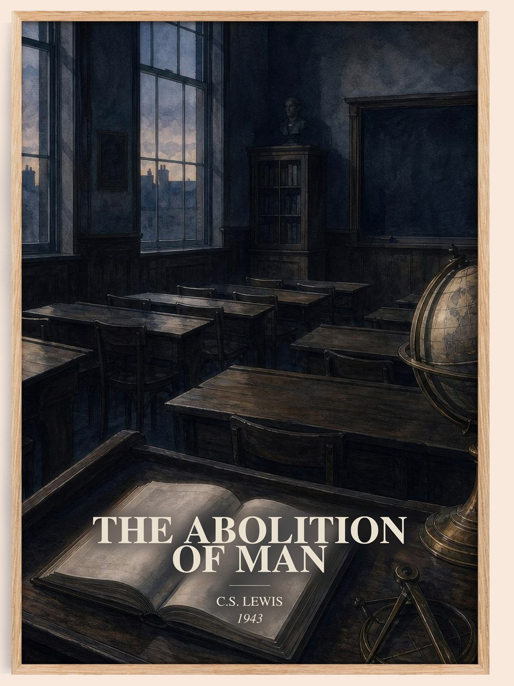 The Abolition Of Man watercolour book poster by C.S. Lewis – framed literary art print
