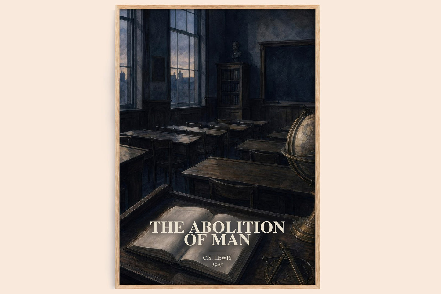The Abolition Of Man watercolour book poster by C.S. Lewis – framed literary art print