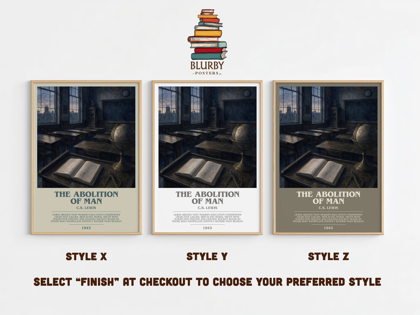 The Abolition Of Man bookish print in frame leaning in hallway – philosophy wall art