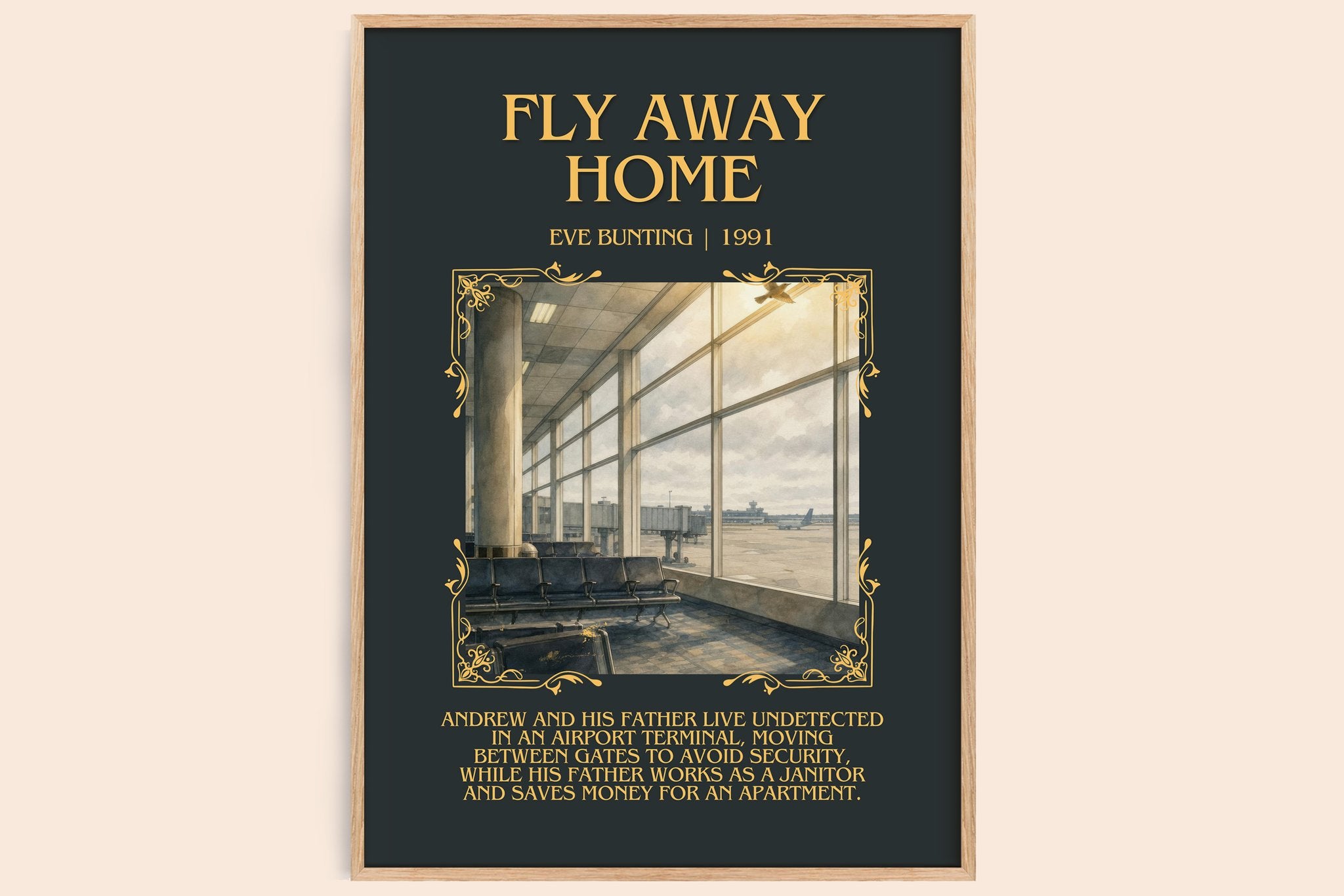 Fly Away Home Minimalist Book Poster by Eve Bunting