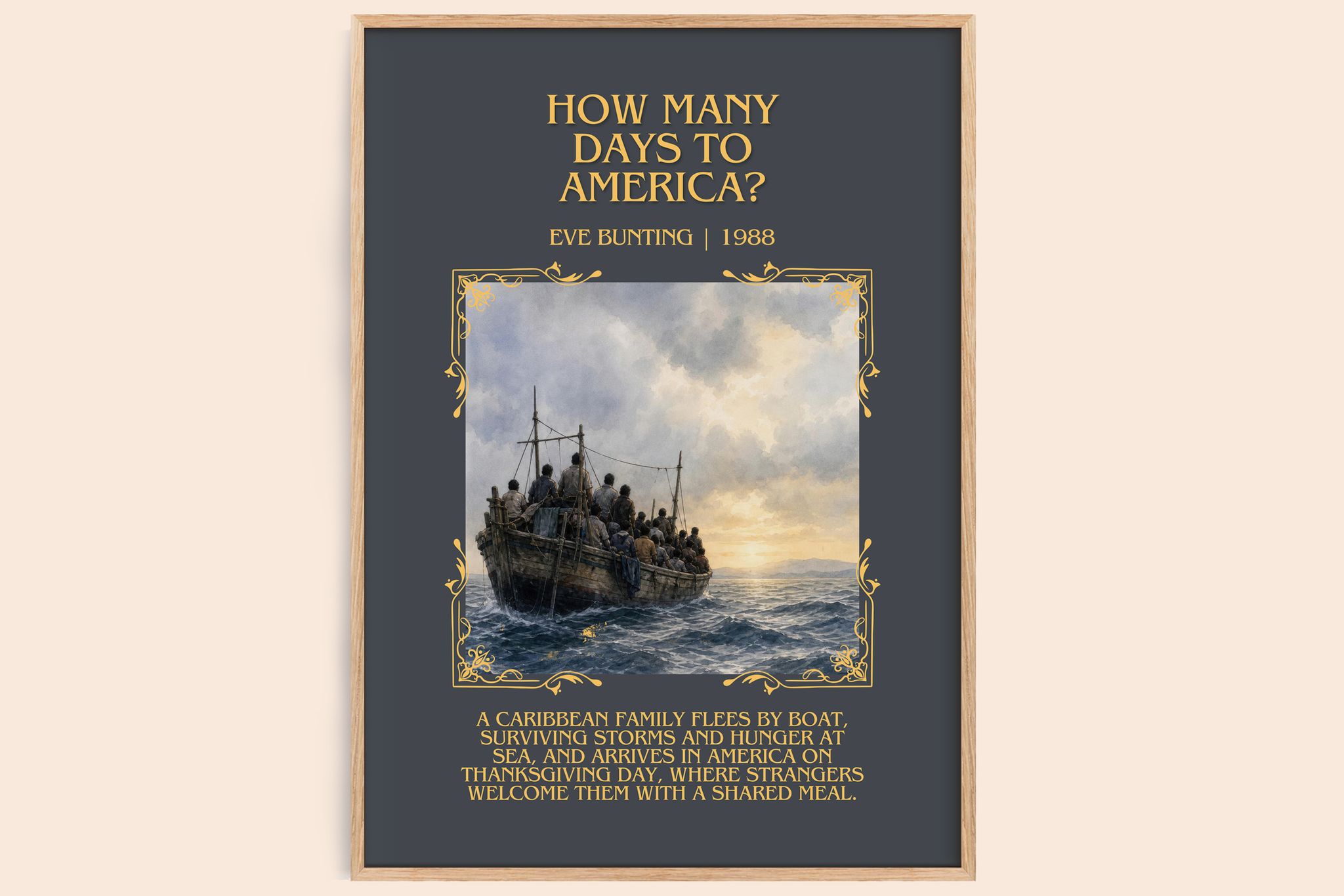 How Many Days to America? Minimalist Book Poster by Eve Bunting