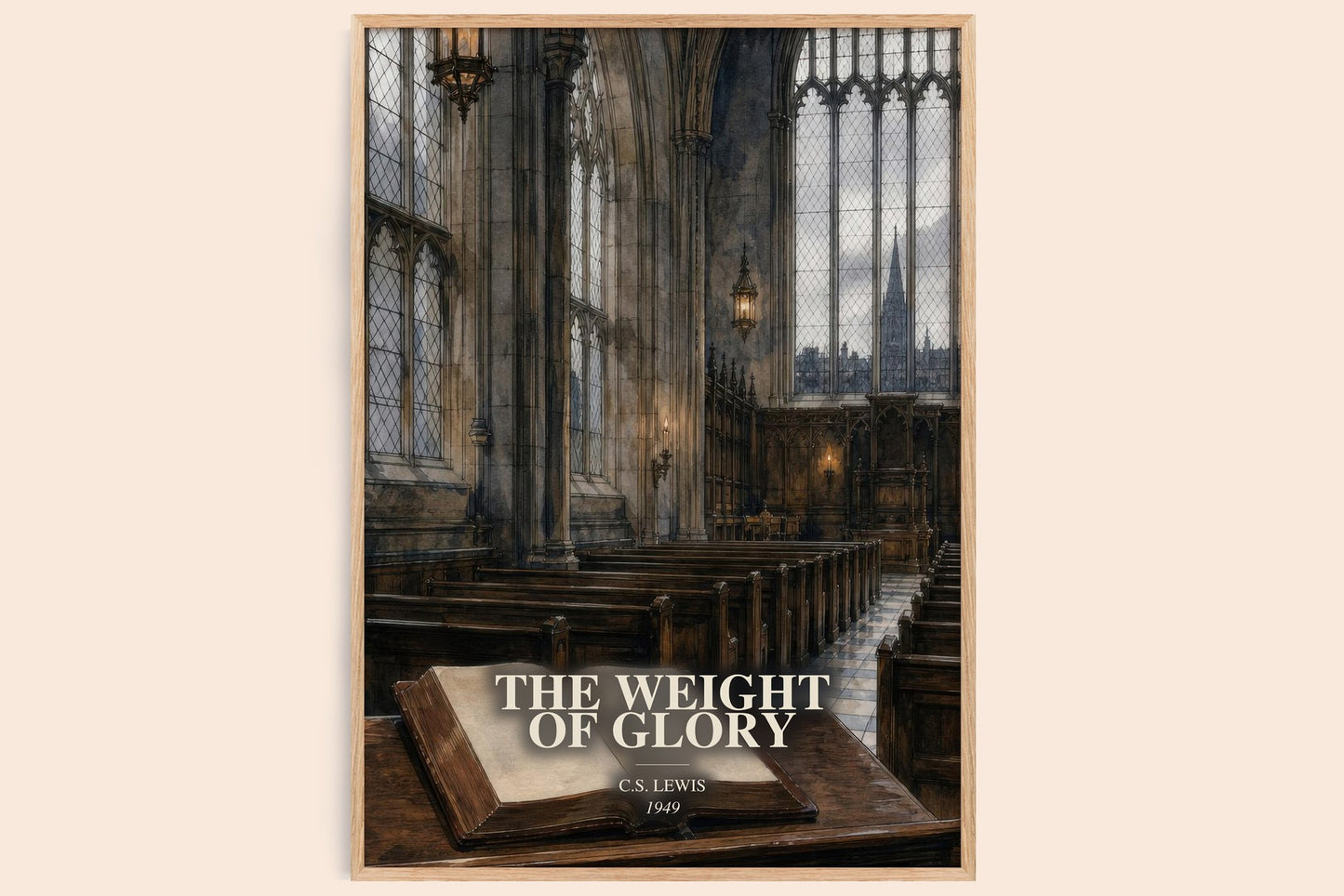 The Weight Of Glory watercolour book poster by C.S. Lewis – framed literary art print