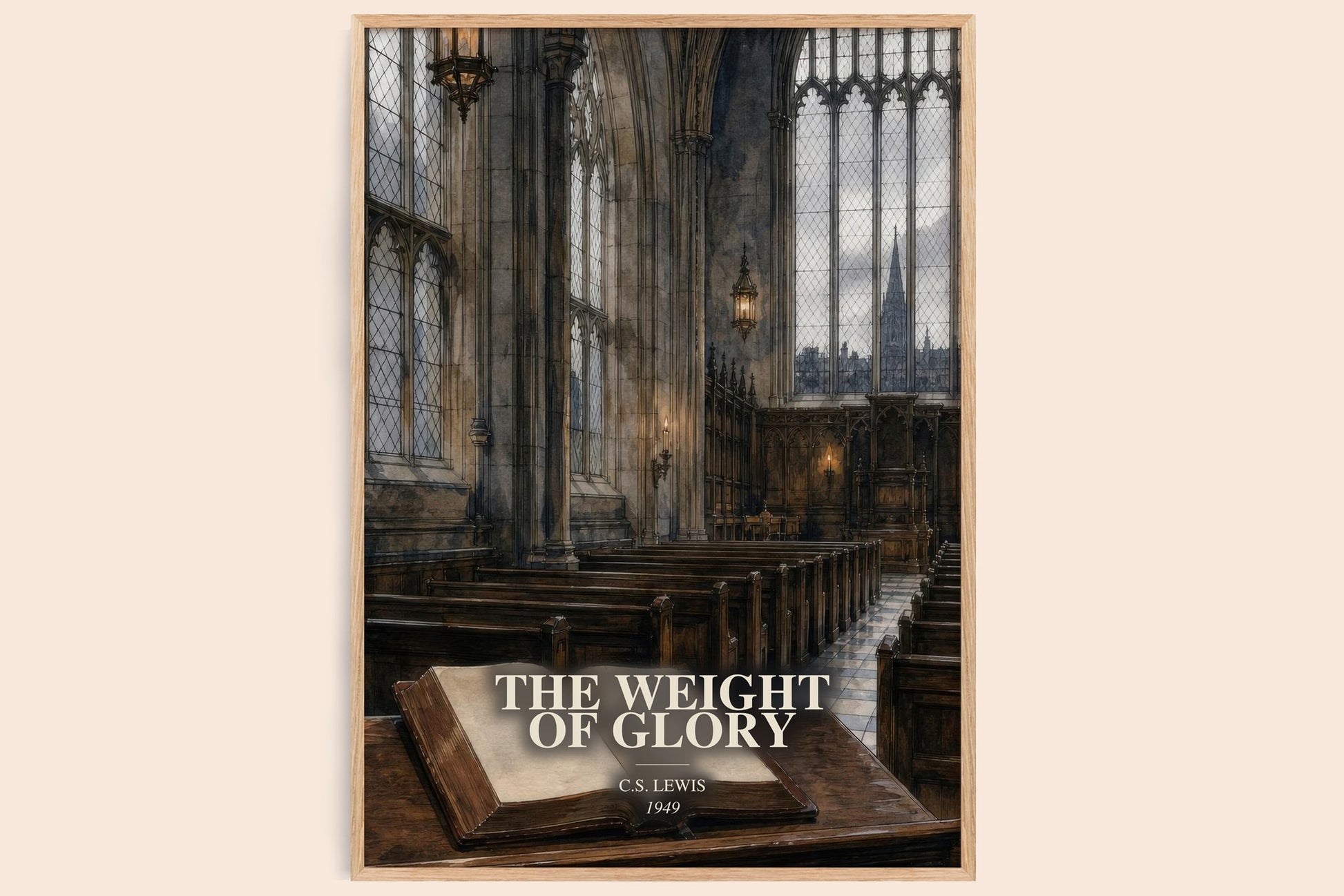 The Weight Of Glory watercolour book poster by C.S. Lewis – framed literary art print